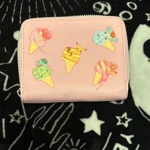 Loungefly Pink Zip Wallet with Cute Ice Cream Character Pals